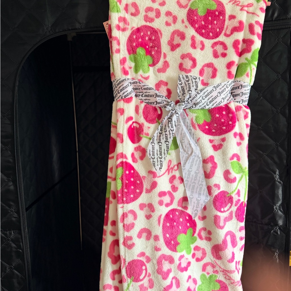Juicy Couture Pink and Green Strawberry Blanket